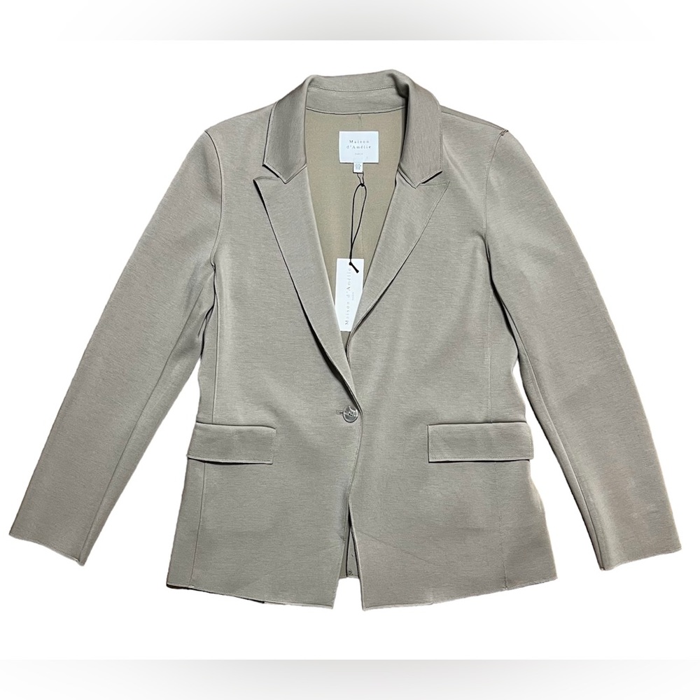 Maison d’ Amélie Paris Wm’s One Button Taupe Blazer NWT Sz M